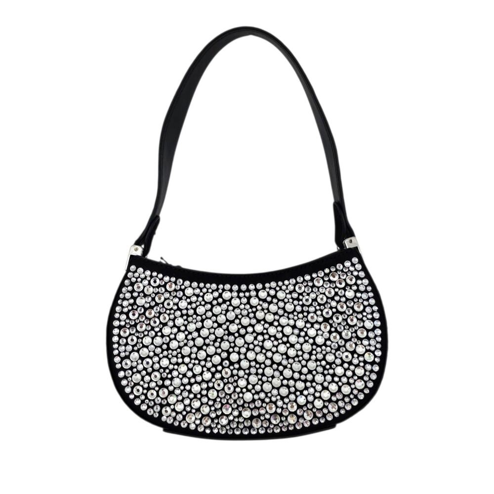 Olga Berg Revolve Black and Silver Rhinestone Crystal Shoulder Bag Mini Purse - Picture 2 of 7